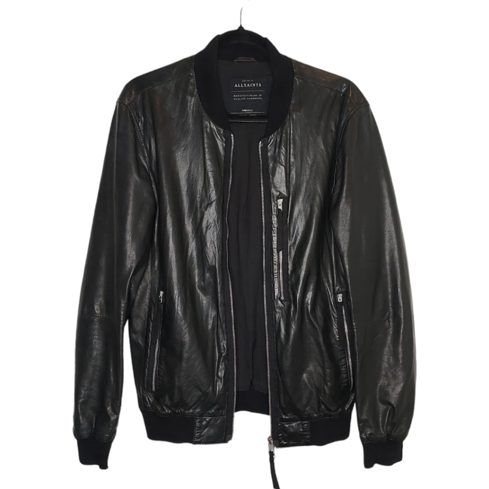 All Saints Kino Black Leather Bomber Punk Racer Rare